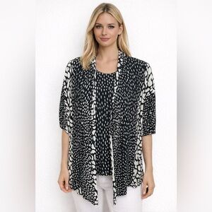 Grace Women’s Size 2X Tank And Open Front Tunic Black/white